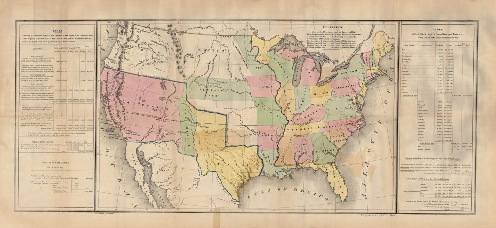 Lines of Treaty Map of the United States between 1783 and 1848 | Yana